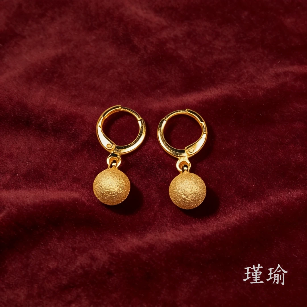 B0713黄色磨砂豆豆耳坠耳环多样性发货40337