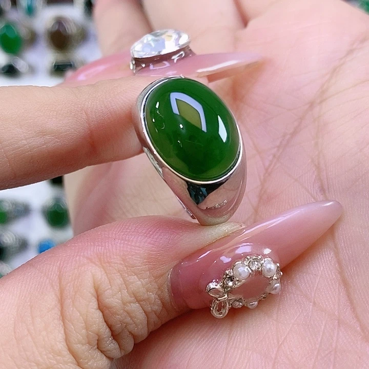 银S925镶嵌戒指和田玉万**情