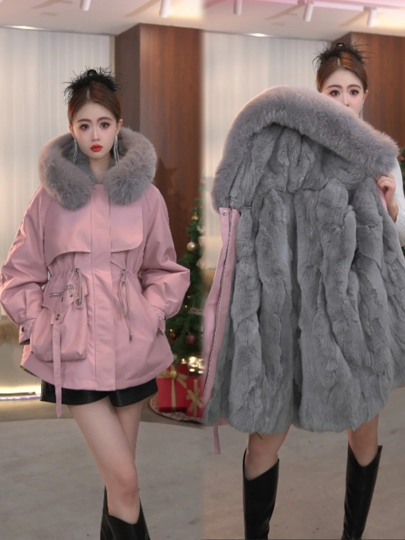 【嫦娥獭兔毛】獭兔毛内胆短款收腰显瘦冬季女士外套