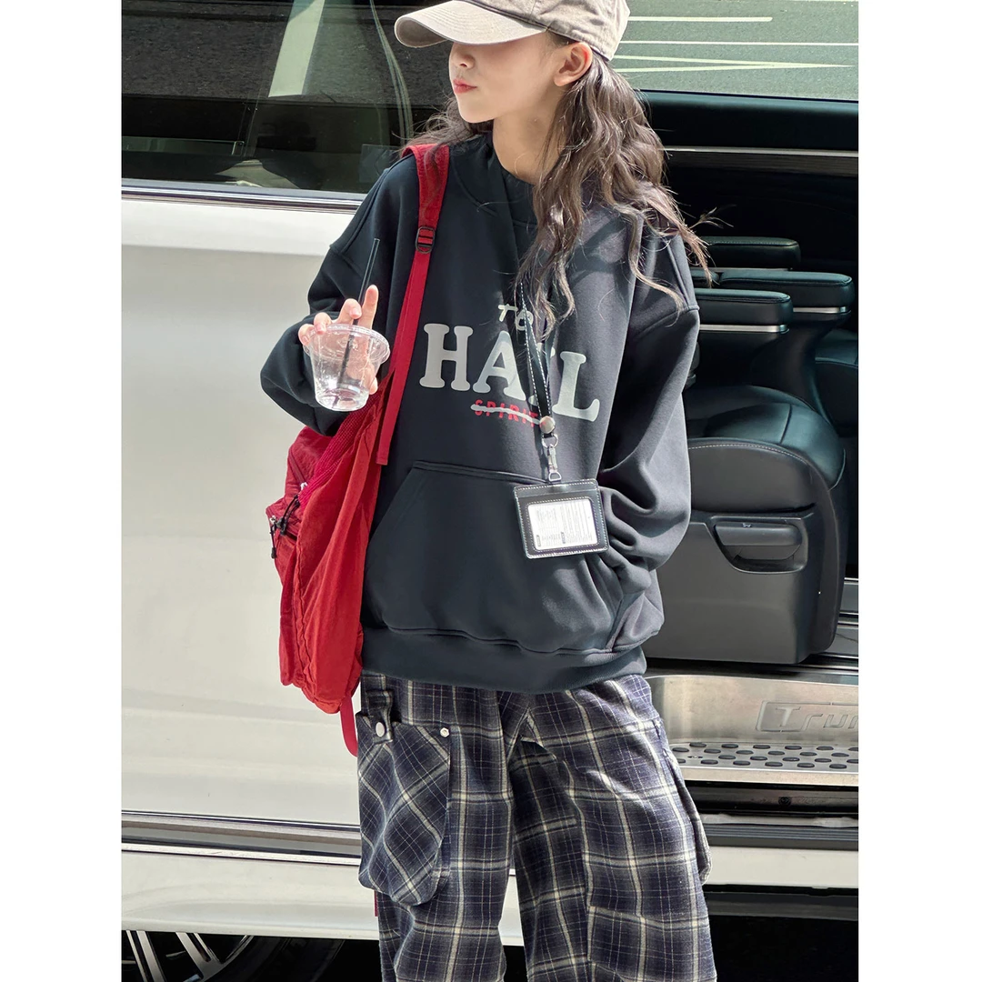 K29947孙小美潮流女童秋冬装加绒加厚卫衣2025新款儿童上衣打底衫