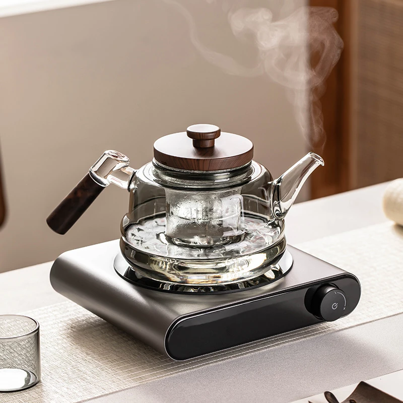 超薄煮茶炉家用新款铝合金煮茶器小型玻璃烧水养生壶蒸茶壶泡茶炉