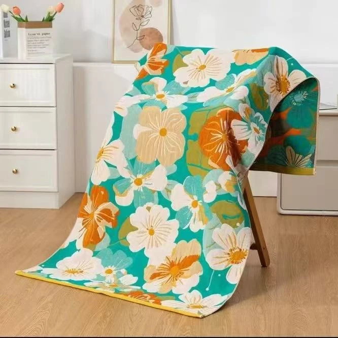 【绽放】80*160m新款A类纯棉纱布提花亲肤柔软浴巾