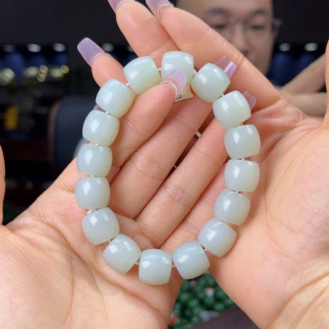 未镶嵌手串和田玉天然和田玉新疆且末高青白料14