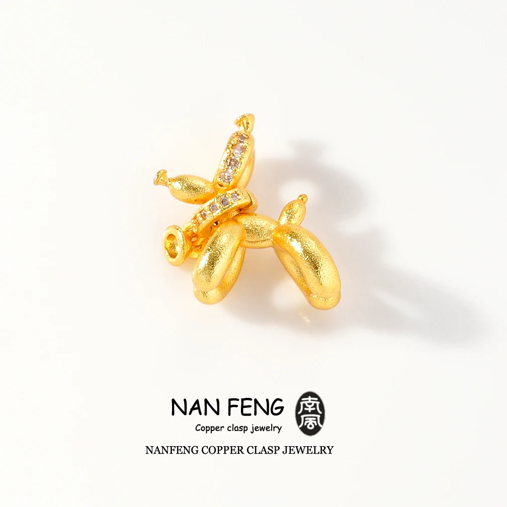 铜合金锆石吊坠 #591气球狗吊坠项链饰品diy配件