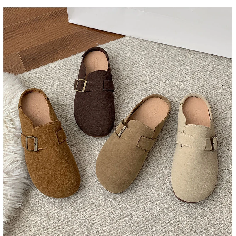 法式复古软底包头半拖鞋女夏外穿平底一脚蹬平底森系文艺勃肯鞋女