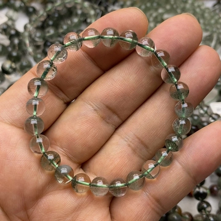 未镶嵌水晶手链巴西绿幽灵星光聚宝盆76157