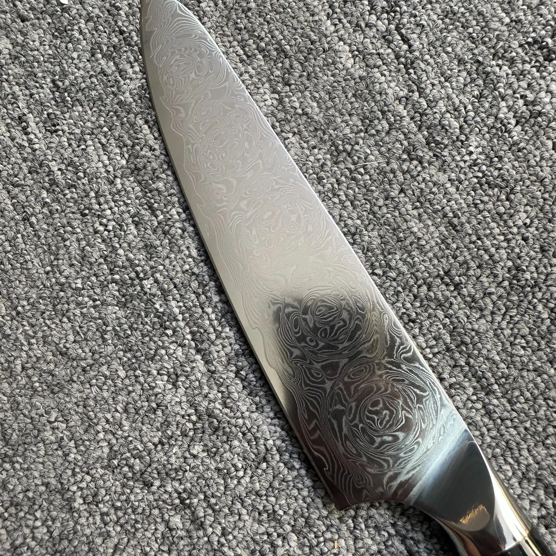 大马玫瑰纹金箔手柄主厨手工家用厨房用锋利切肉