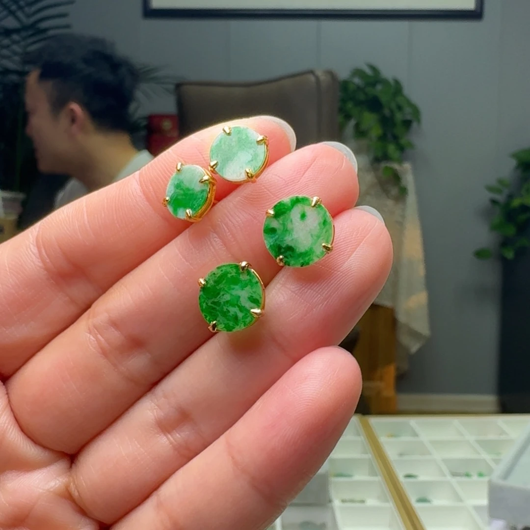 翡翠银S925镶嵌耳饰多样性发货其一