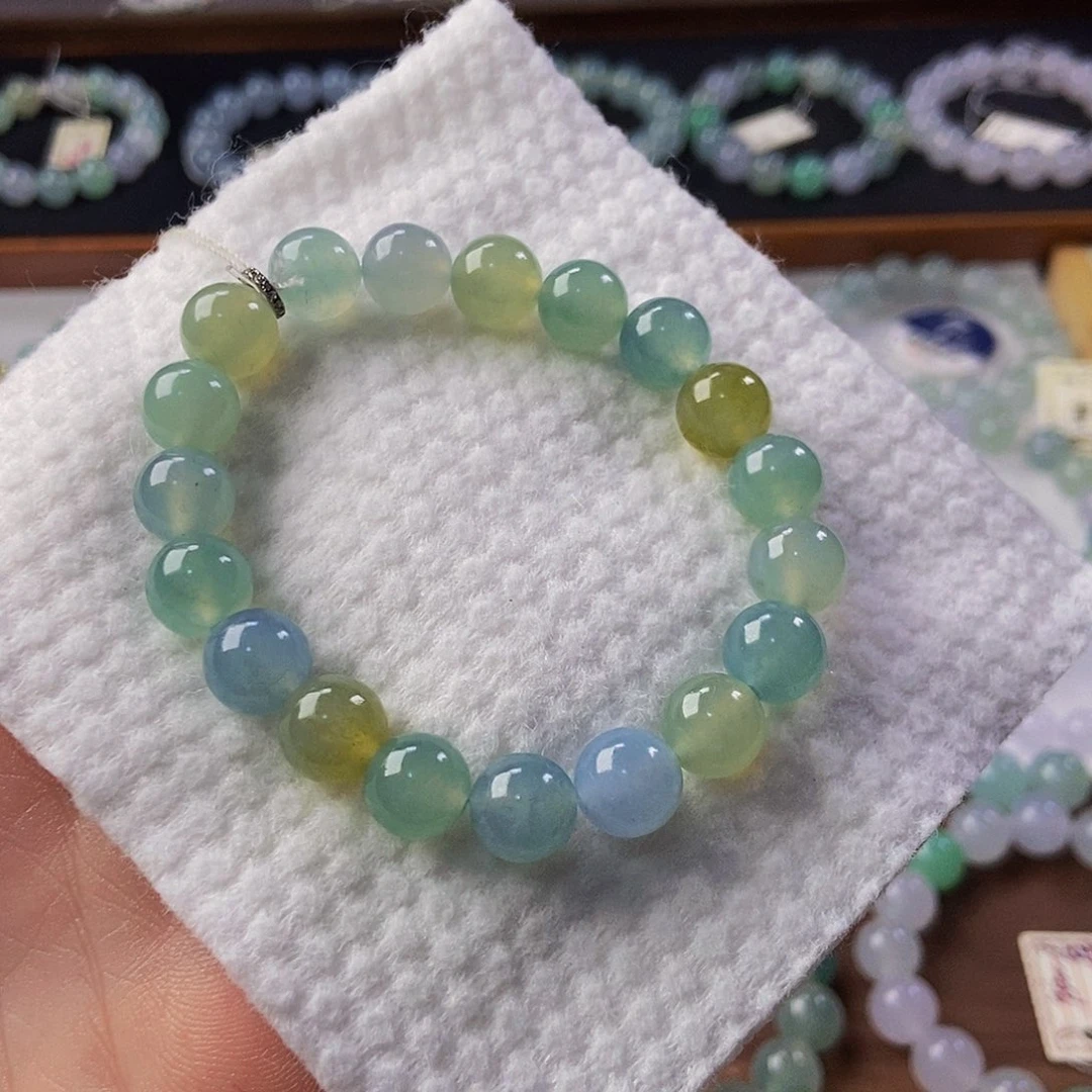 定制翡翠未镶嵌翡翠手串卡9.8