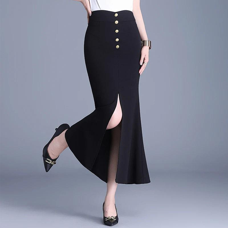 高级感开叉包臀鱼尾裙百搭显瘦半身裙女2025新款开春漂亮半身裙