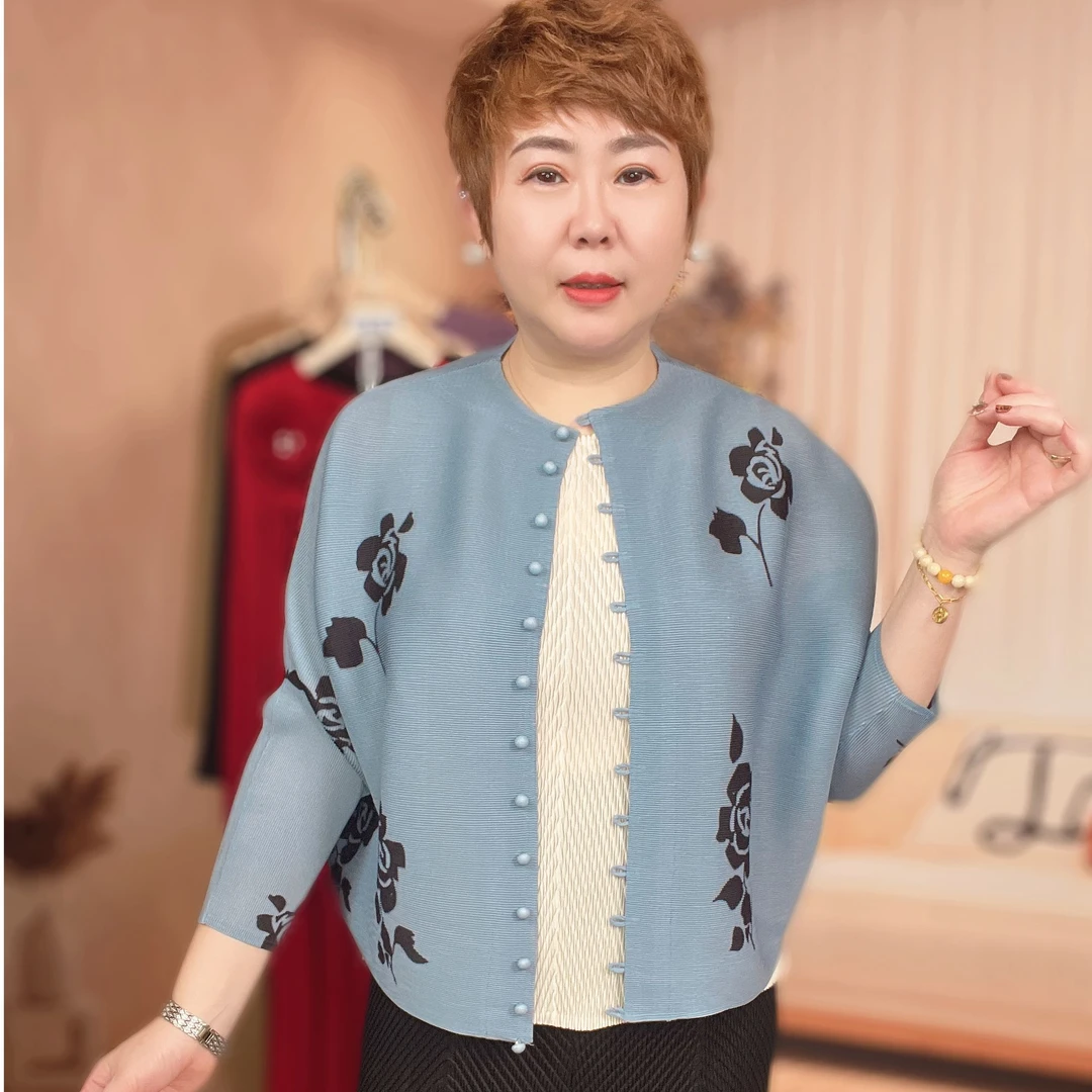 DZ新款褶皱宽松【玫瑰物语】上衣妈妈春装气质洋气高端大码褶皱外套