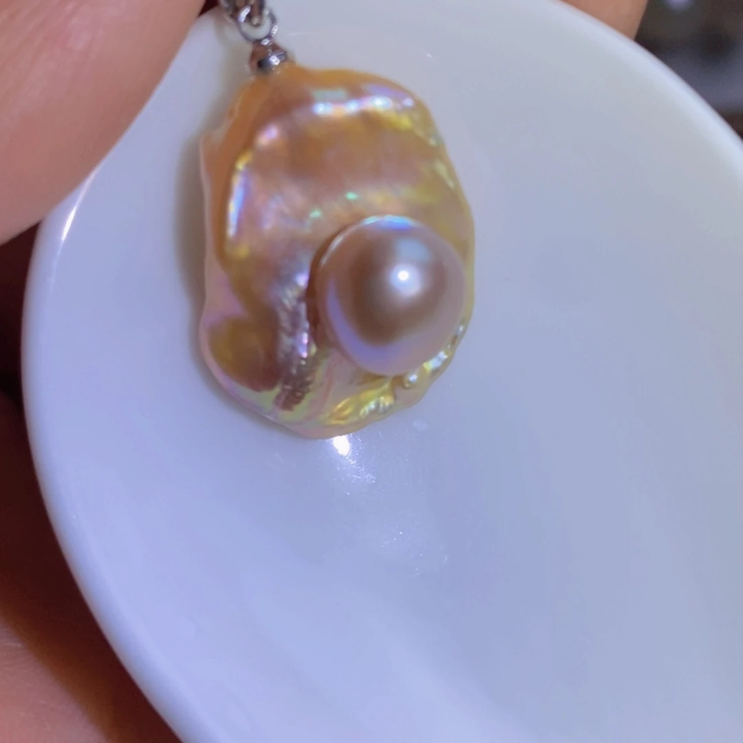 银S925镶嵌珍珠淡水珍珠