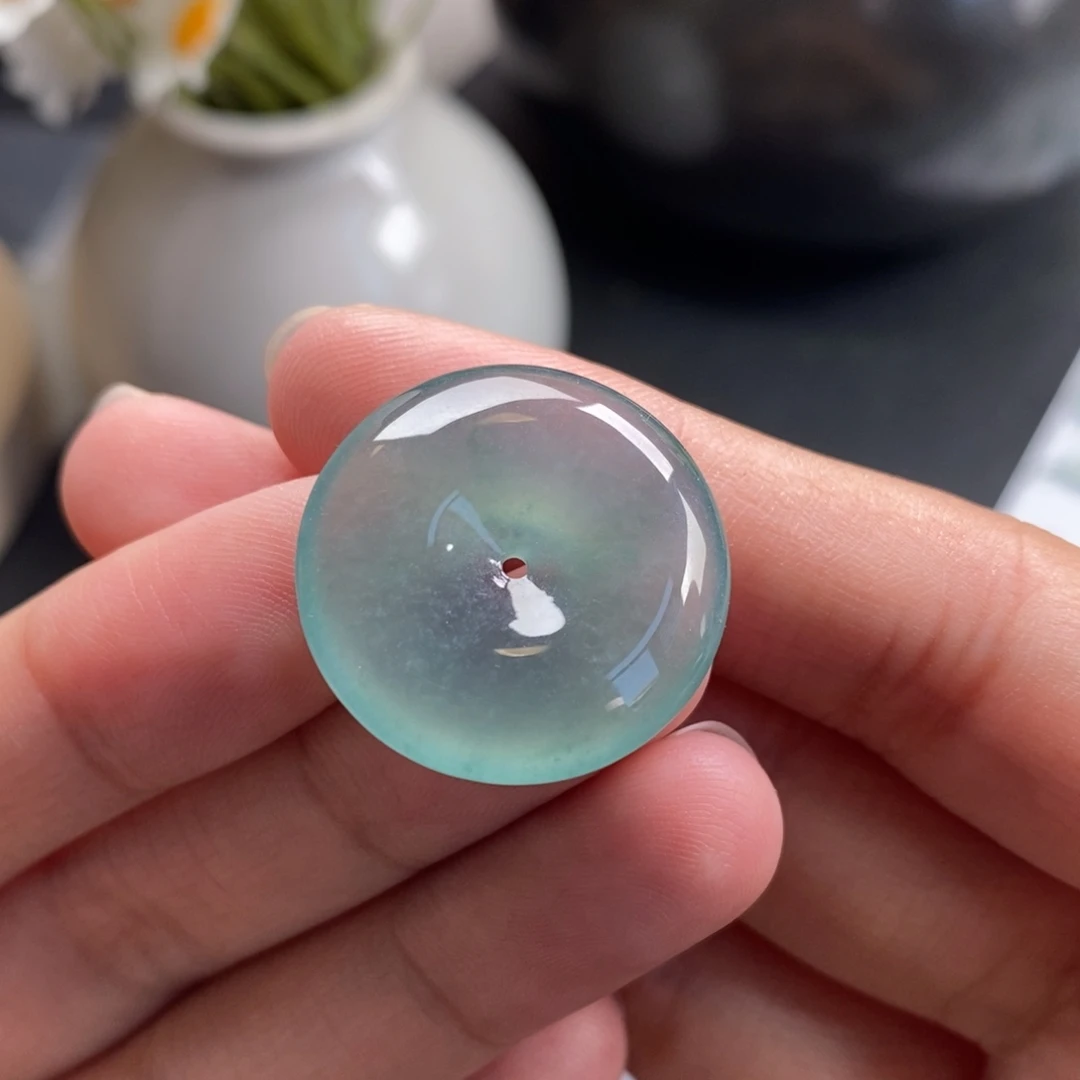 翡翠裸石晴绿平安扣22.3/4.4