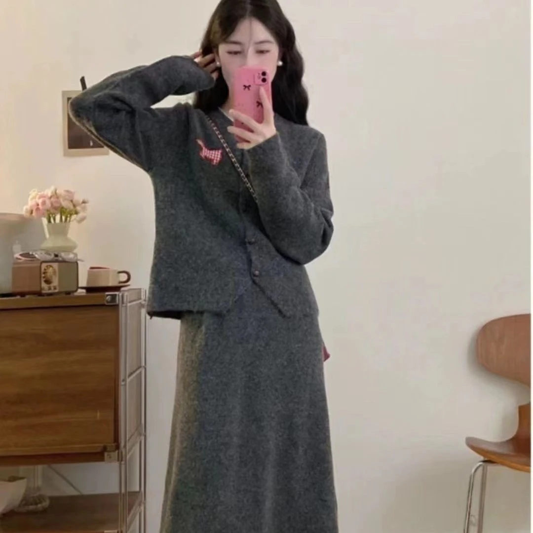 时尚开衫上衣女2025早秋新款气质高级感半身裙显瘦穿搭一整套