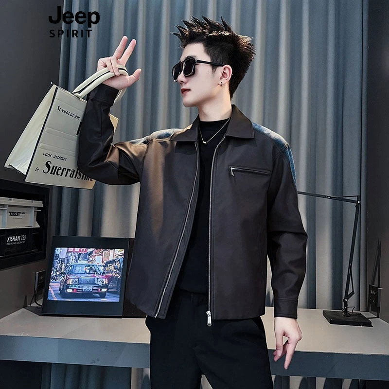 JEEPSPIRIT拉链冬季常规翻领廓形哈灵顿夹克秋季梭织春季立领