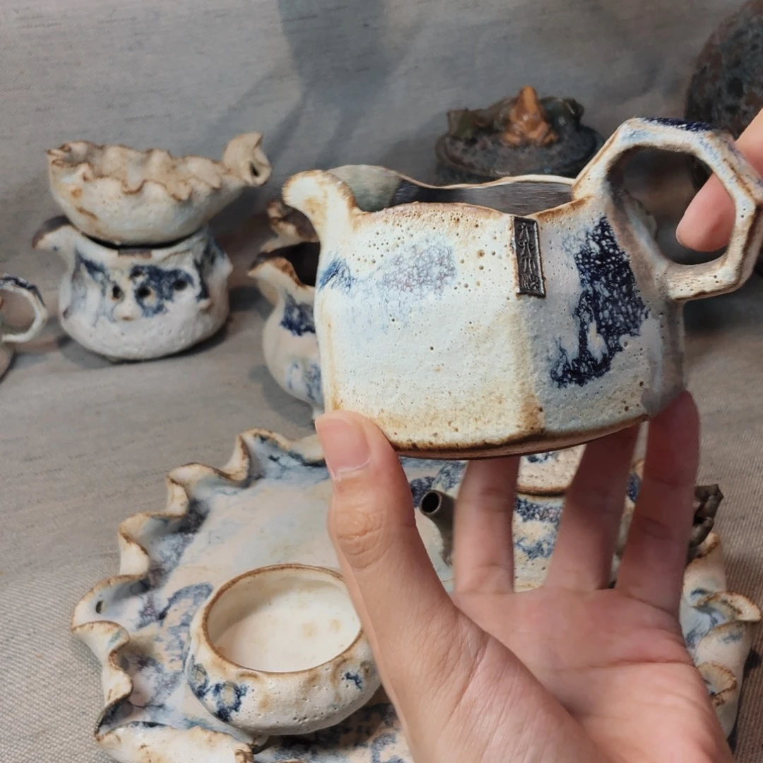 粉引六方公道杯一把