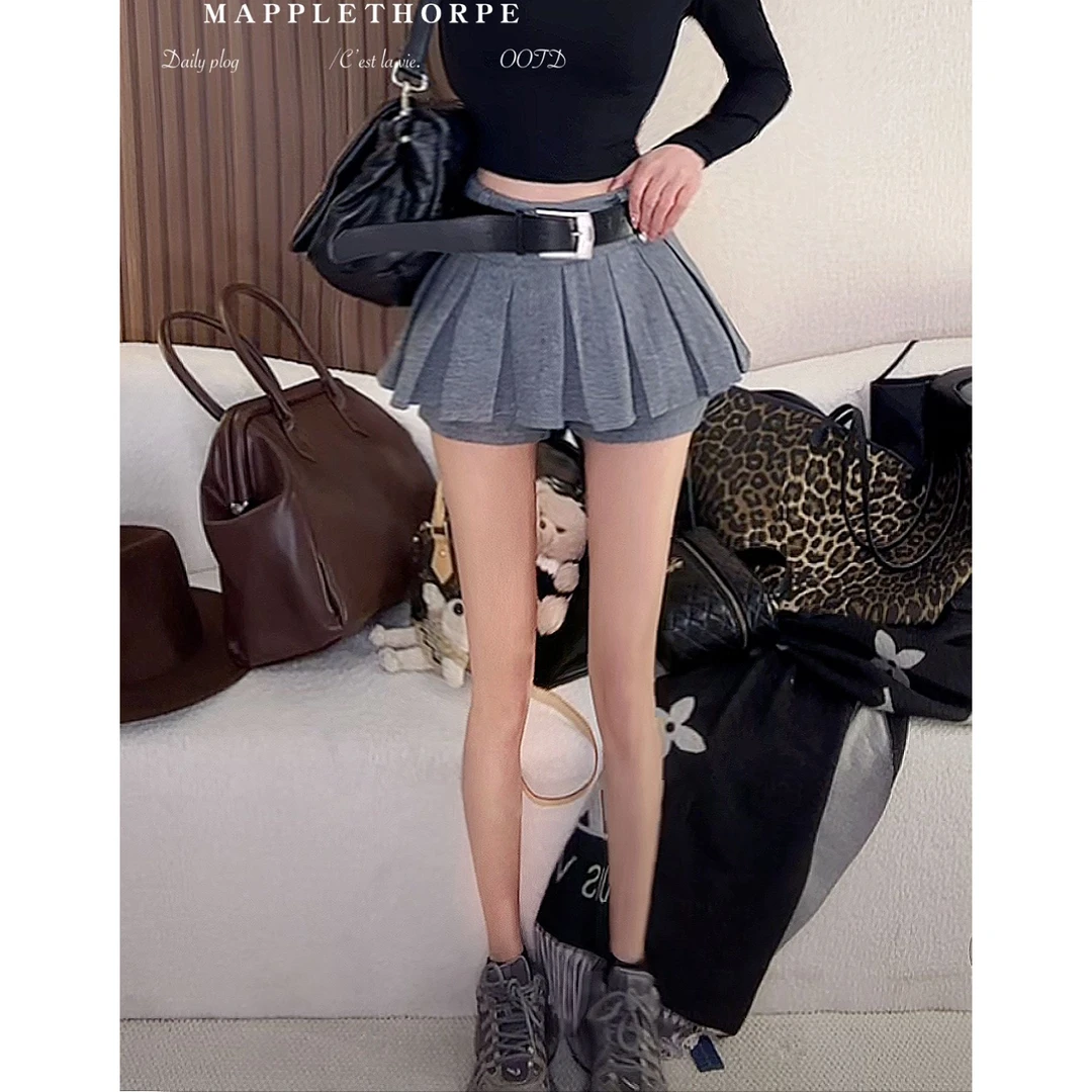AL SHOP【简单爱】新款高腰美式性感辣妹百褶半身裙