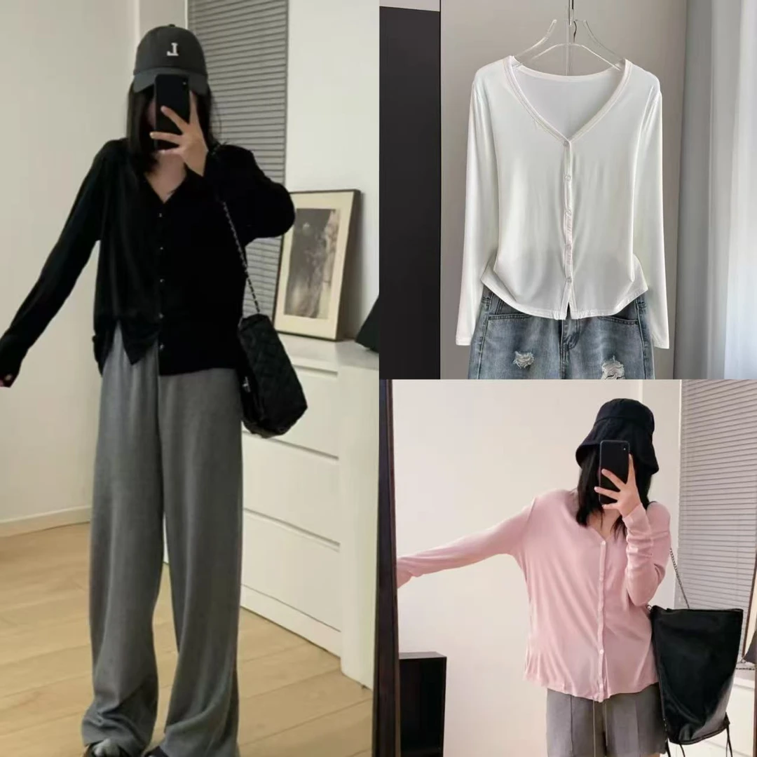 8031-莫代尔长袖开衫（颜色任意）