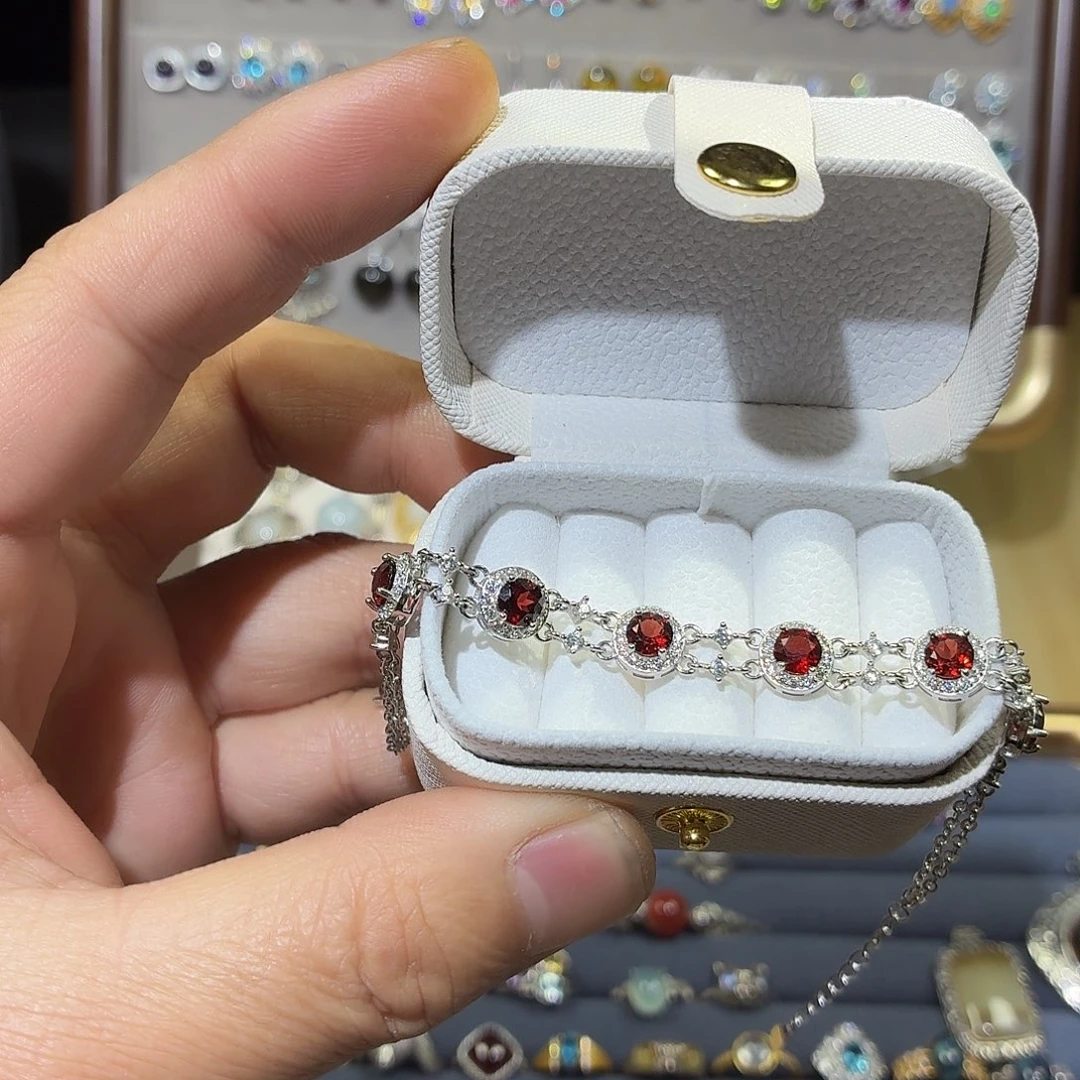 石榴石手链银S925镶嵌