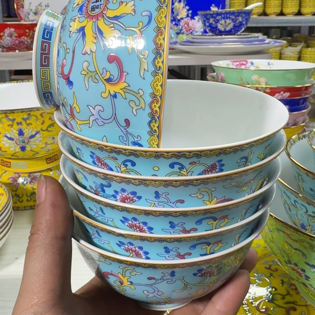 摆件陶六个4.8英寸高脚碗