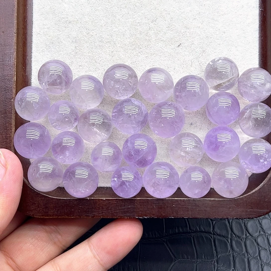 珠宝半成品未镶嵌水晶35 玻利维亚紫水晶球15mm（一盘）