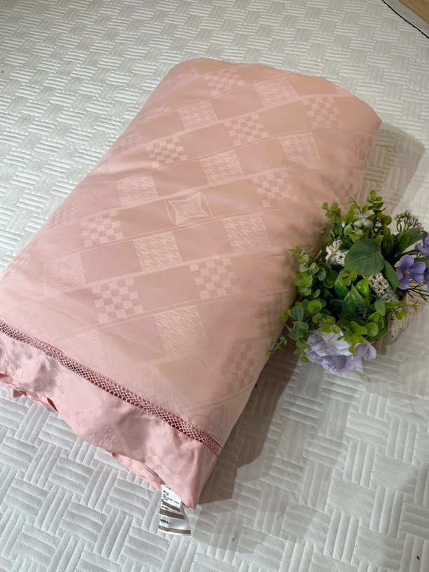 高端提花蚕丝被加大 7斤千鸟格-粉微瑕～S503