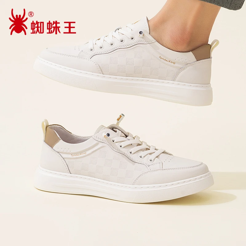 蜘蛛王男鞋2025夏季新款特大码白鞋男小码休闲透气板鞋35码02F076