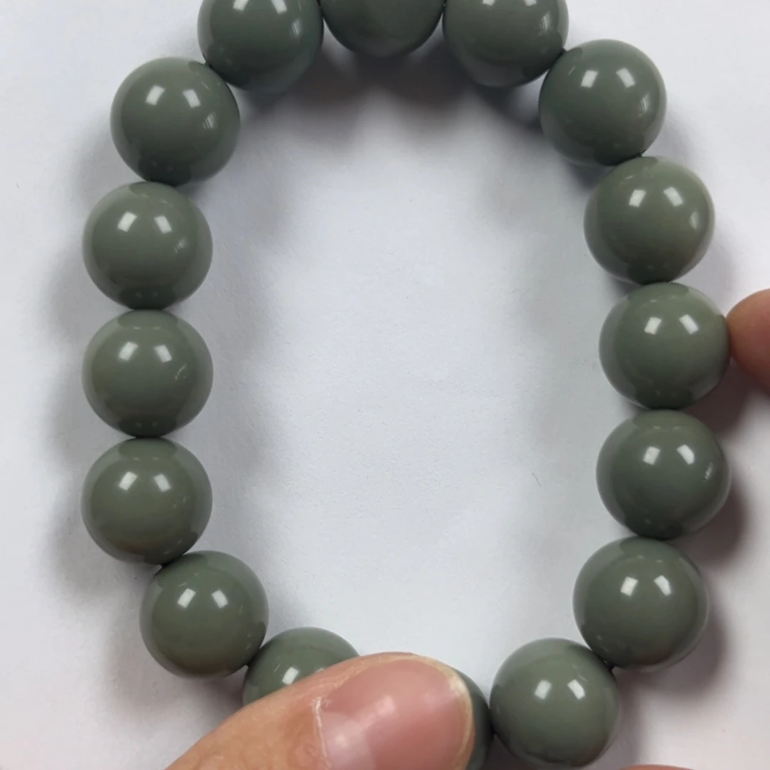 和田玉手链未镶嵌卡14圆珠珠宝级