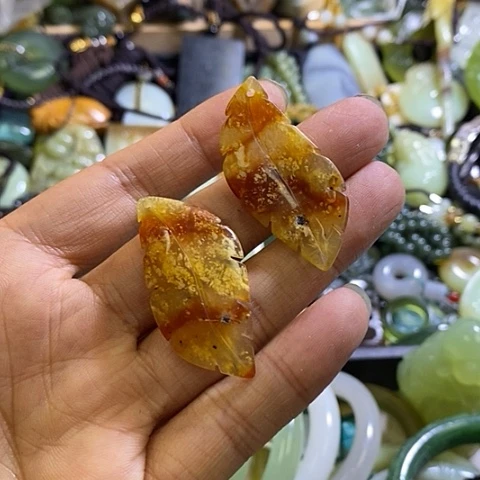 岫玉银S925镶嵌耳环