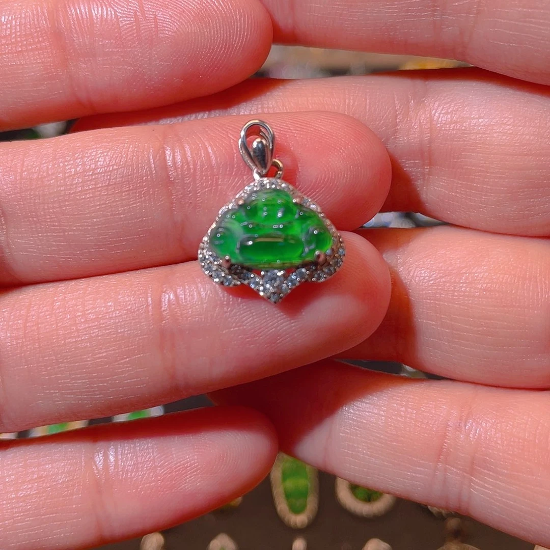 翡翠银S925镶嵌吊坠(不含链)