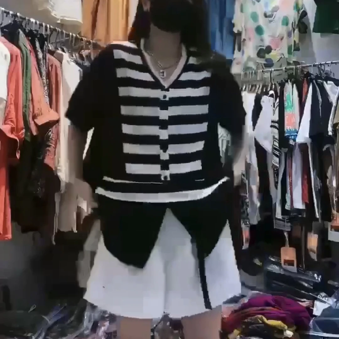 夏季宽松条纹拼接气质时尚女装上衣