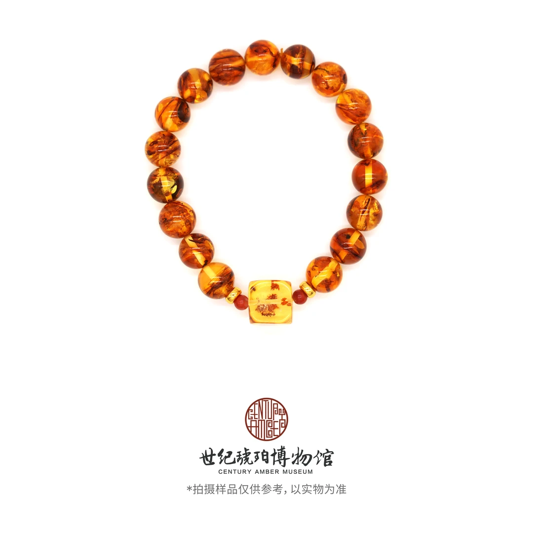 世纪琥珀博物馆天然琥珀花珀手串-20000974