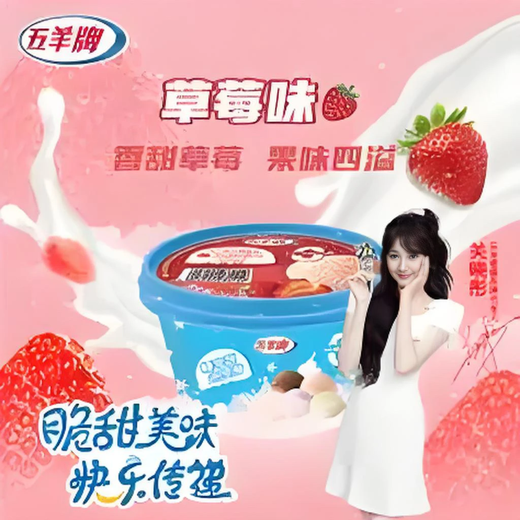 （福利款2杯）（多加一元得第二杯）五羊255克草莓味大杯（同城小时达）