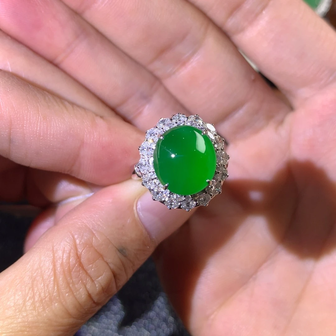 翡翠18K金镶嵌戒指两用款