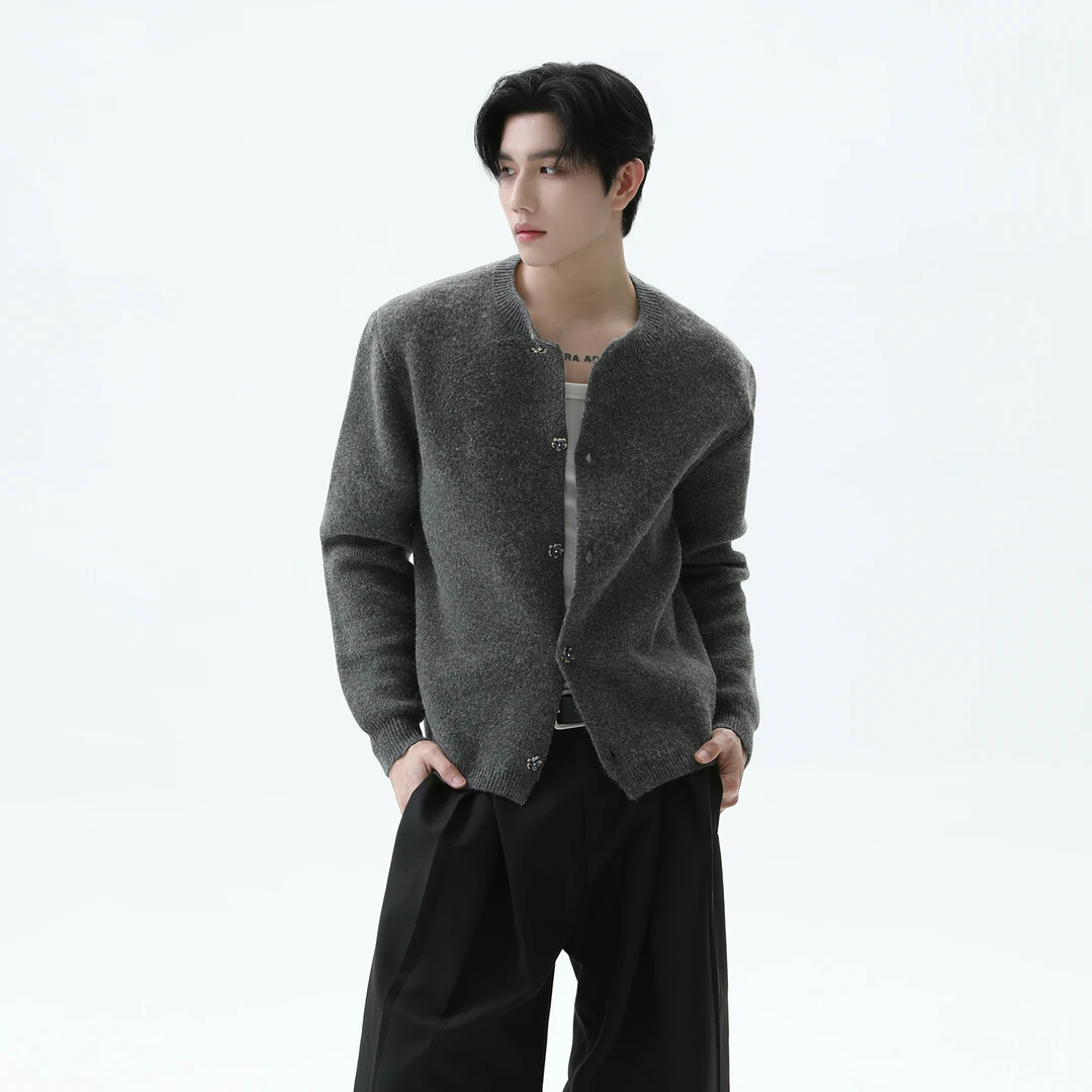 TURNTIDE 北极绒学院风针织开衫冬简约cleanfit静奢毛衣外套男女