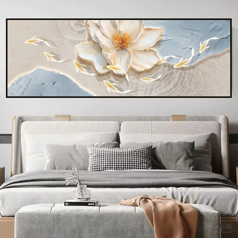 九鱼图现代简约卧室床头自粘画荷花墙面贴纸画客厅房间床头装饰画