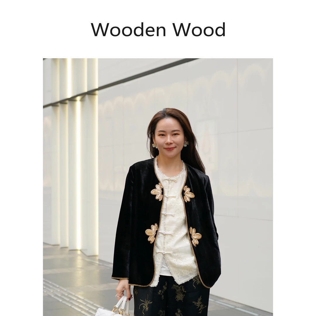 Wooden Wood“化蝶梦令”新中式国风重工钉珠设计小众外套W24CS452