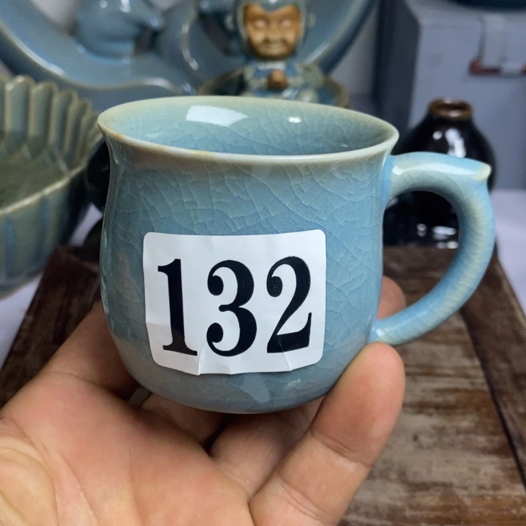 收***隅杯子原矿釉原产地汝瓷精品