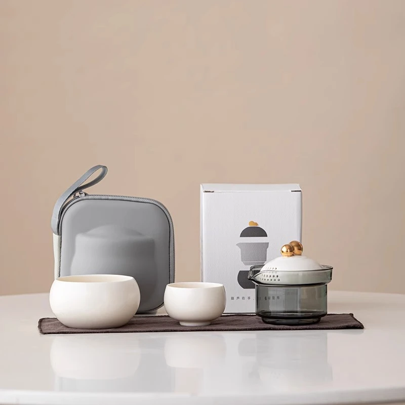 葫芦旅行功夫茶具陶瓷快客杯一壶两杯便携户外随身泡茶壶