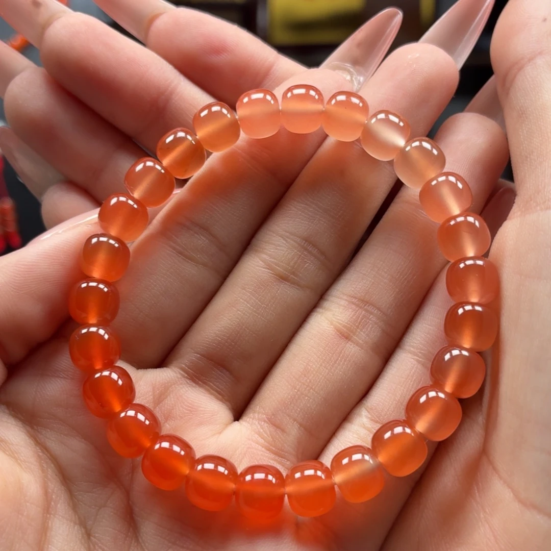 南红玛瑙未镶嵌手串原矿保山南红小庄渐变手串卡8