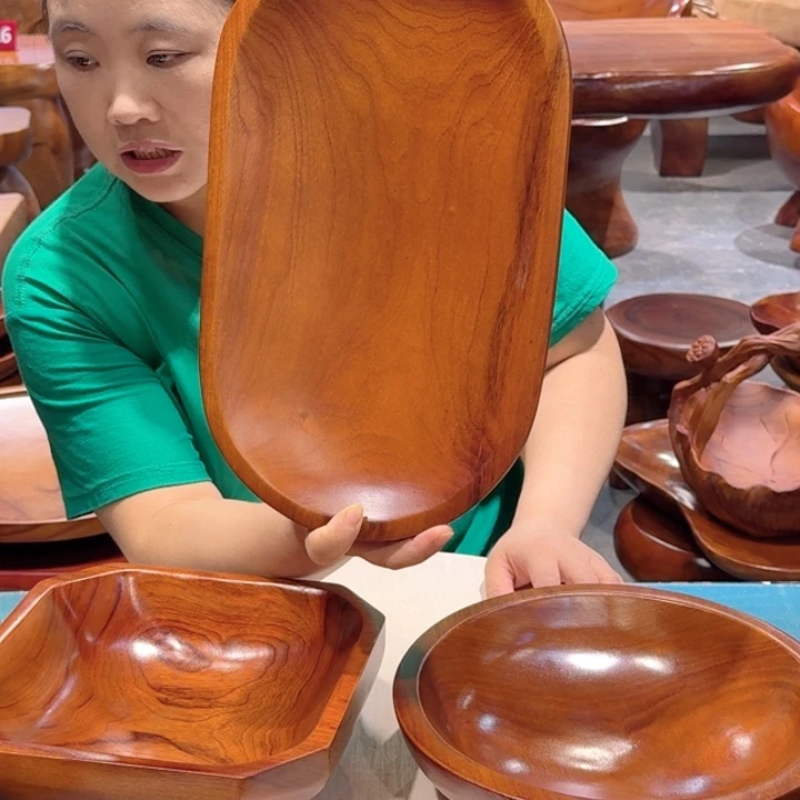 香樟实木椭圆果盘