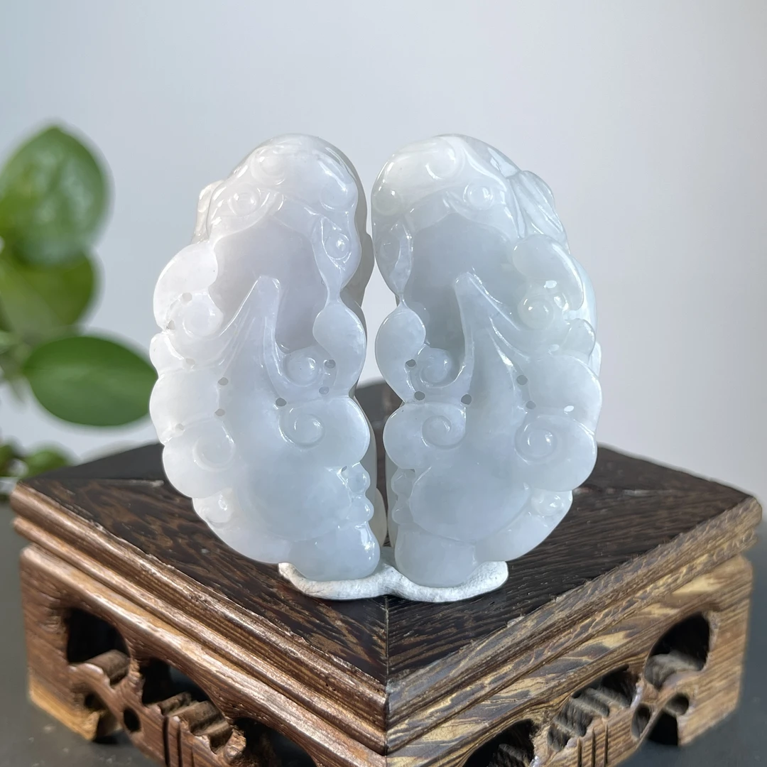 JSW28-59 天然翡翠缅甸A货 一对貔貅