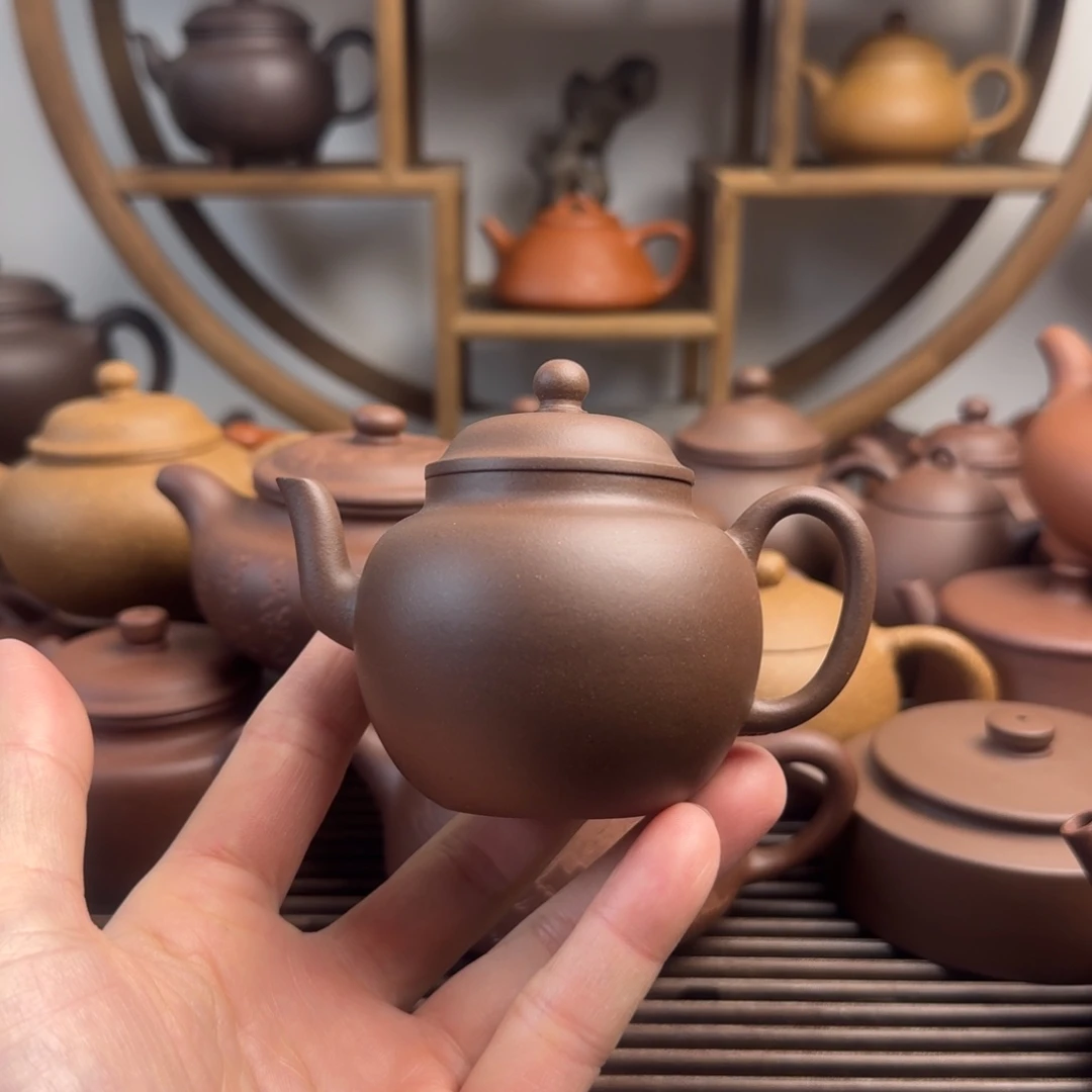紫砂茶壶平盖莲子130cc紫泥微瑕