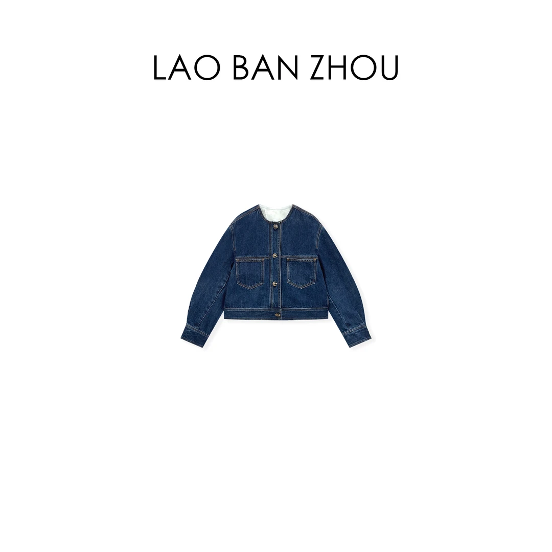 【老板周】简约复古 早春复古经典单排扣短款牛仔外套