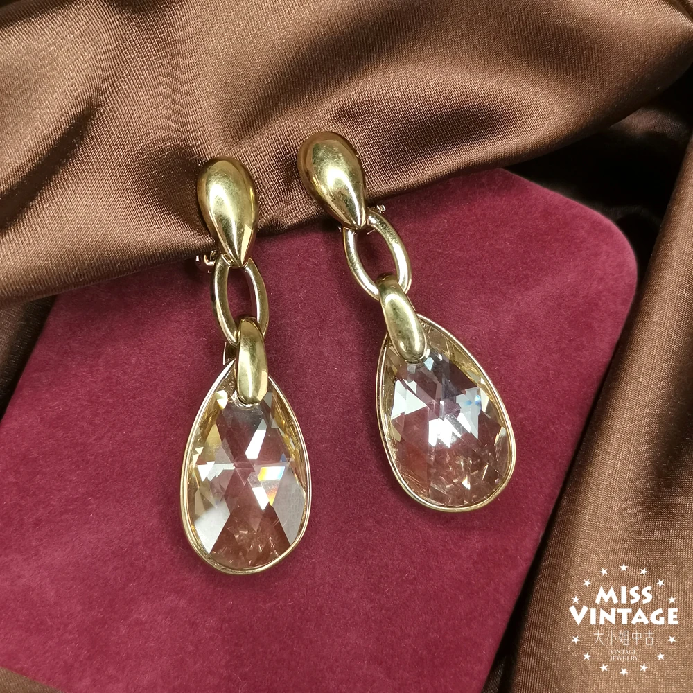 施华洛vintage香槟金大冰糖耳夹[2505073-085]