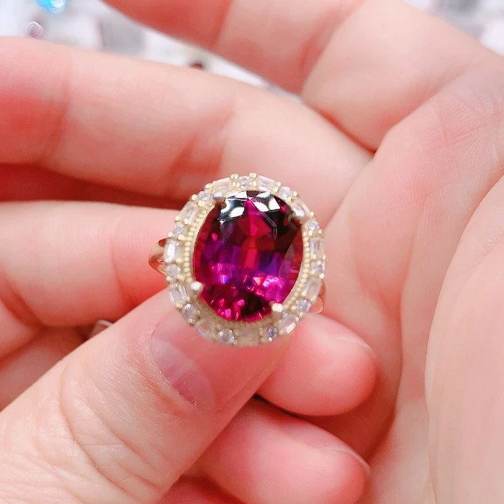 石榴石戒指银S925镶嵌