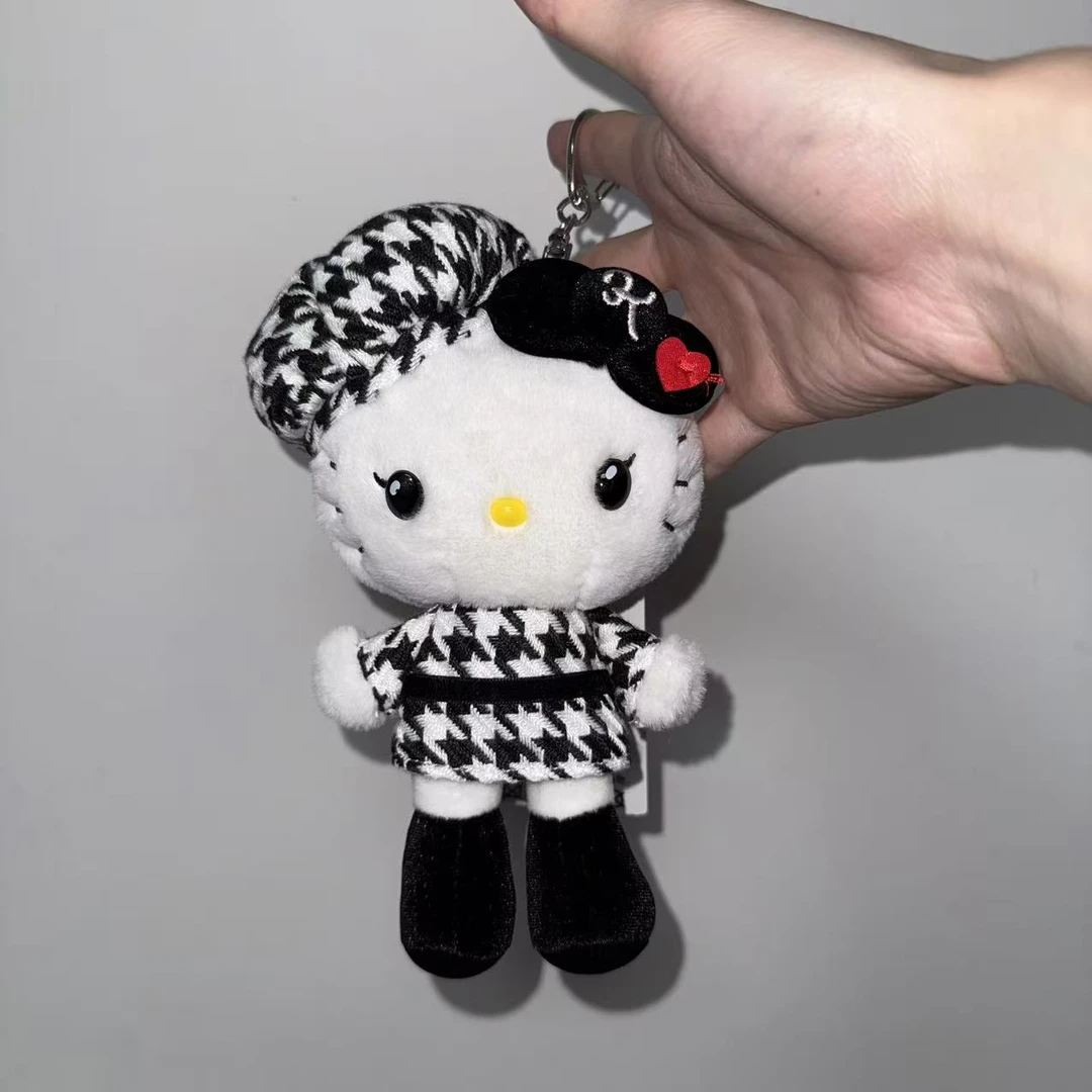 【生日限定】HelloKitty 千鸟格黑色小香风 kitty 玩偶潮玩挂件