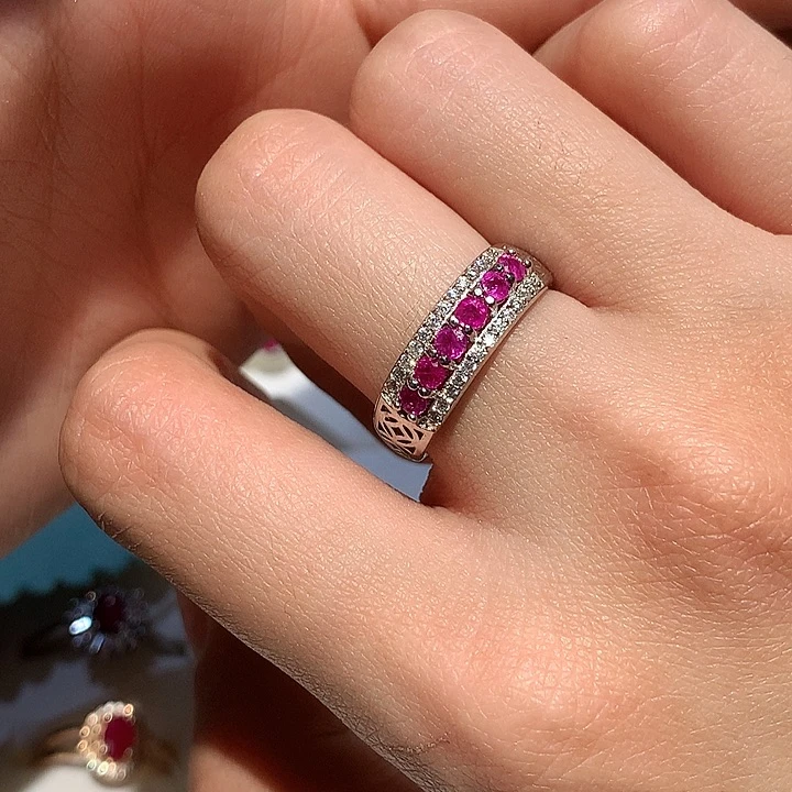 戒指银S925镶嵌红宝石