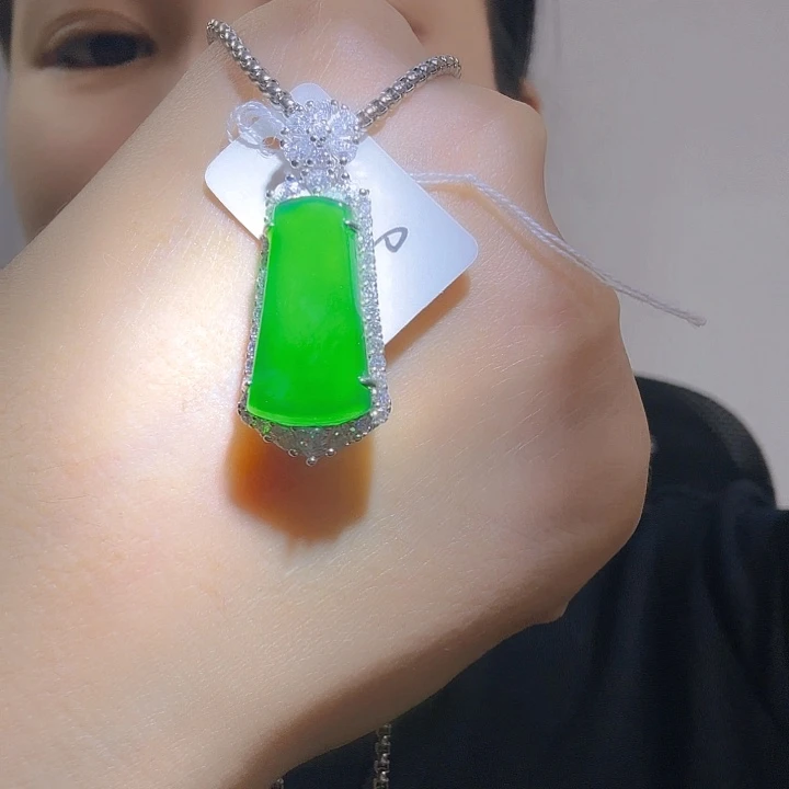 翡翠银S925镶嵌吊坠(不含链)