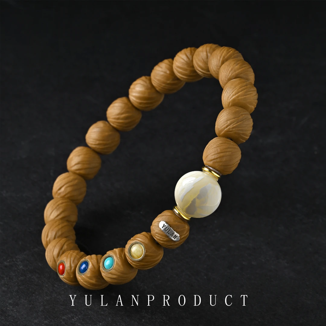 龙虎山【承天·石爻】手工雕刻猴头镶嵌款10mm左右-原矿蜜蜡隔珠